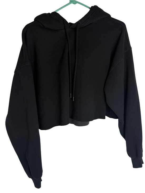 Fabletics Tops - Fabletics Black Cropped Pullover Hoodie with Drawcord